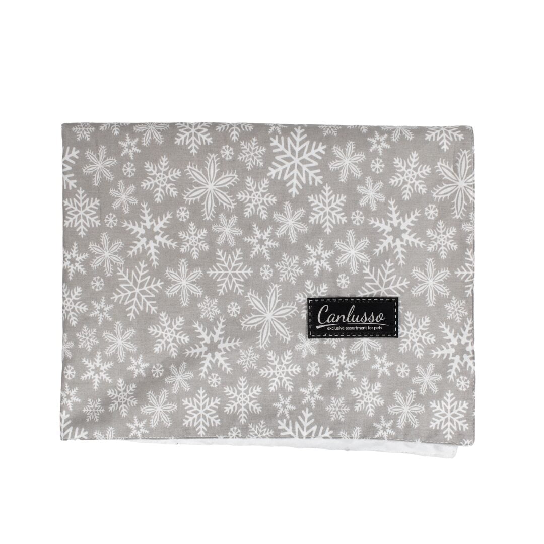 Kocyk dla psa - Christmas - płatki śniegu - biały