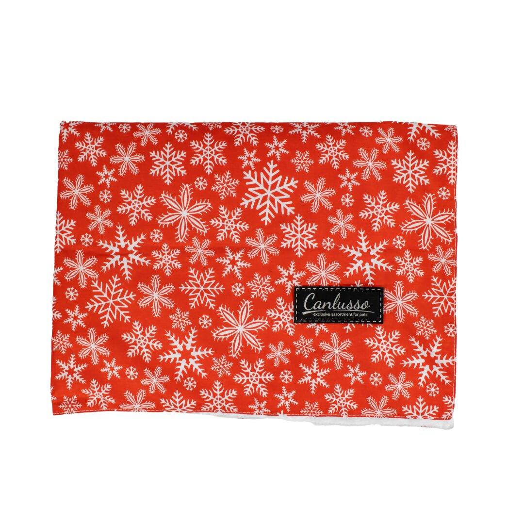 Kocyk dla psa - Christmas - płatki śniegu - biały