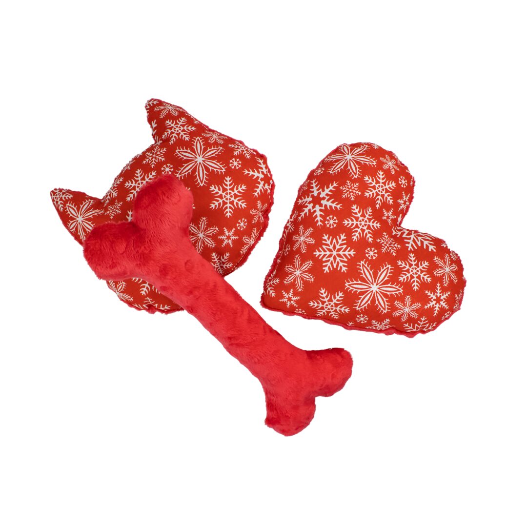 Poduszeczki - Christmas - płatki śniegu - czerwony