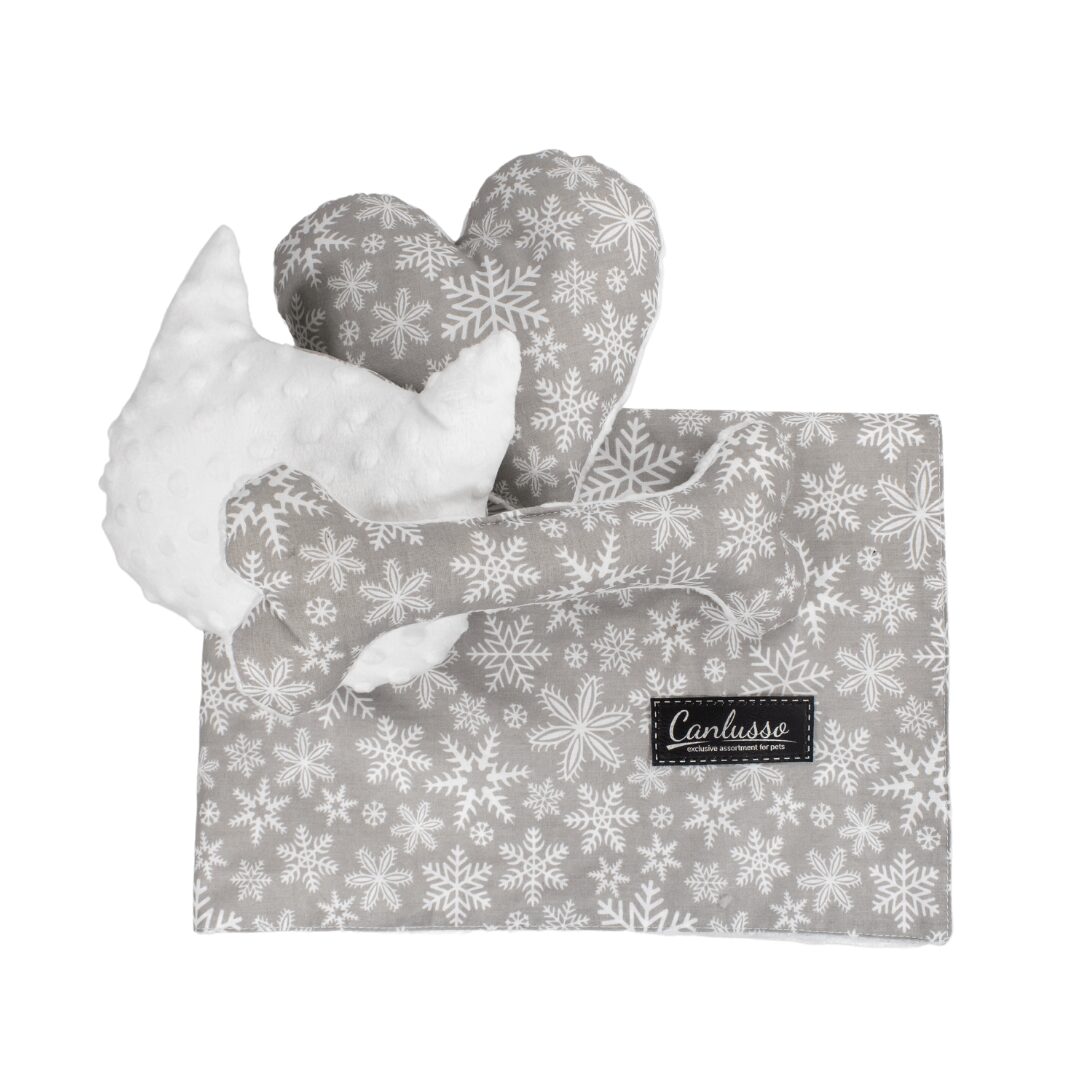 Zestaw dla psa - Christmas - płatki śniegu - biały