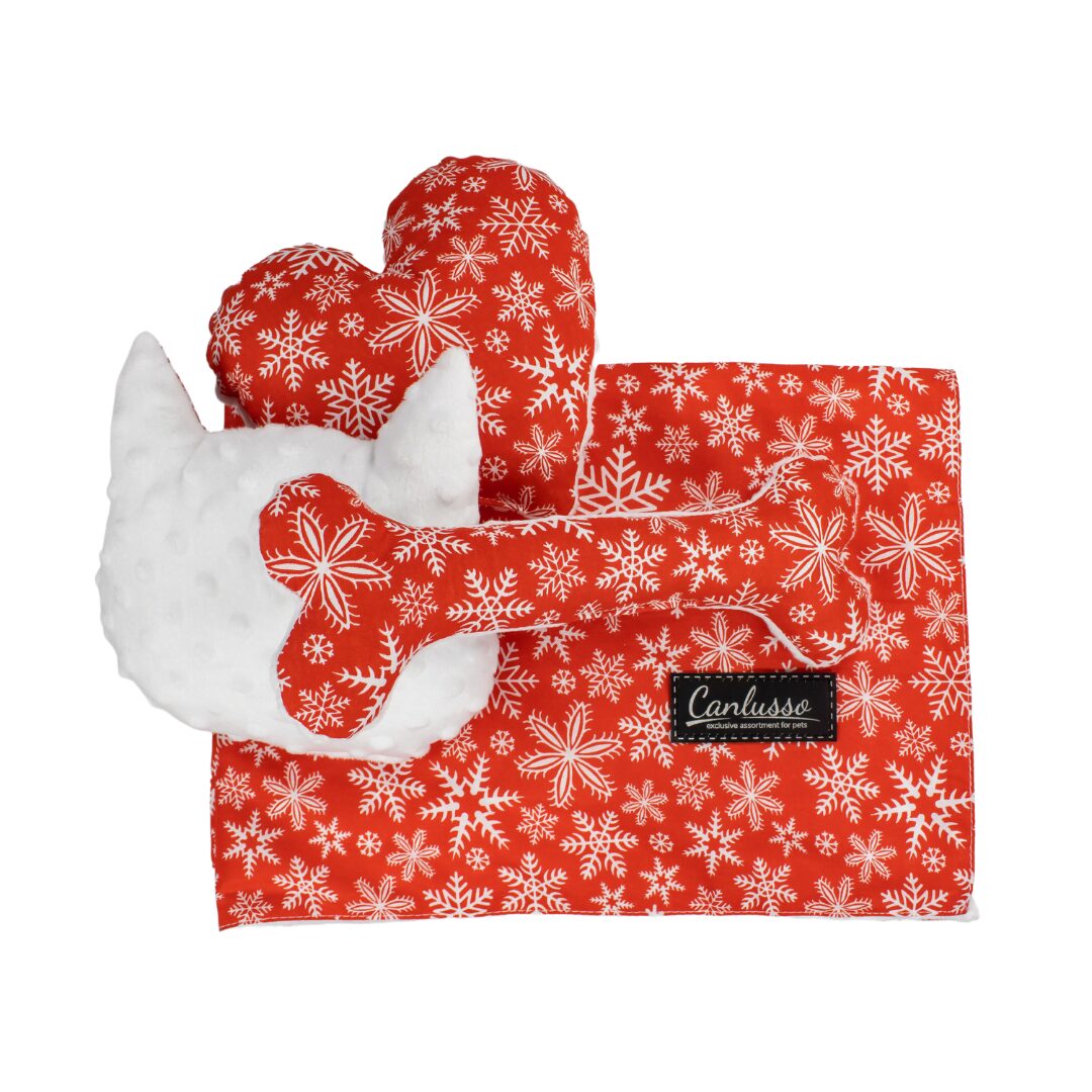 Zestaw dla psa - Christmas - płatki śniegu - biały