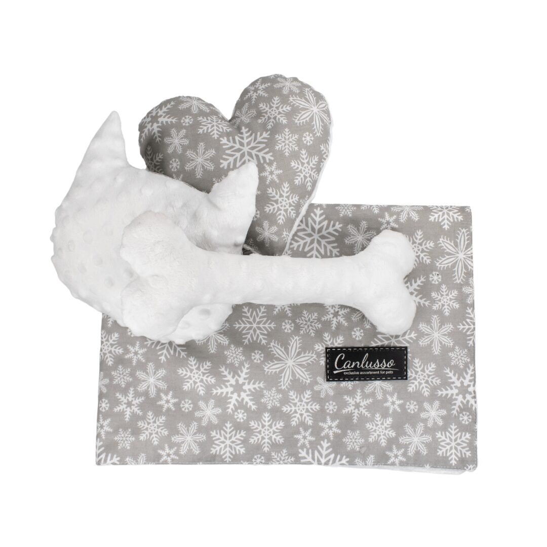 Zestaw dla psa - Christmas - płatki śniegu - biały - obrazek 2