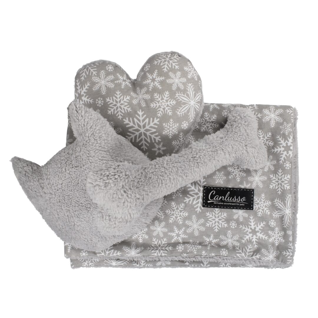 Zestaw dla psa - Christmas - płatki śniegu - szary - obrazek 2