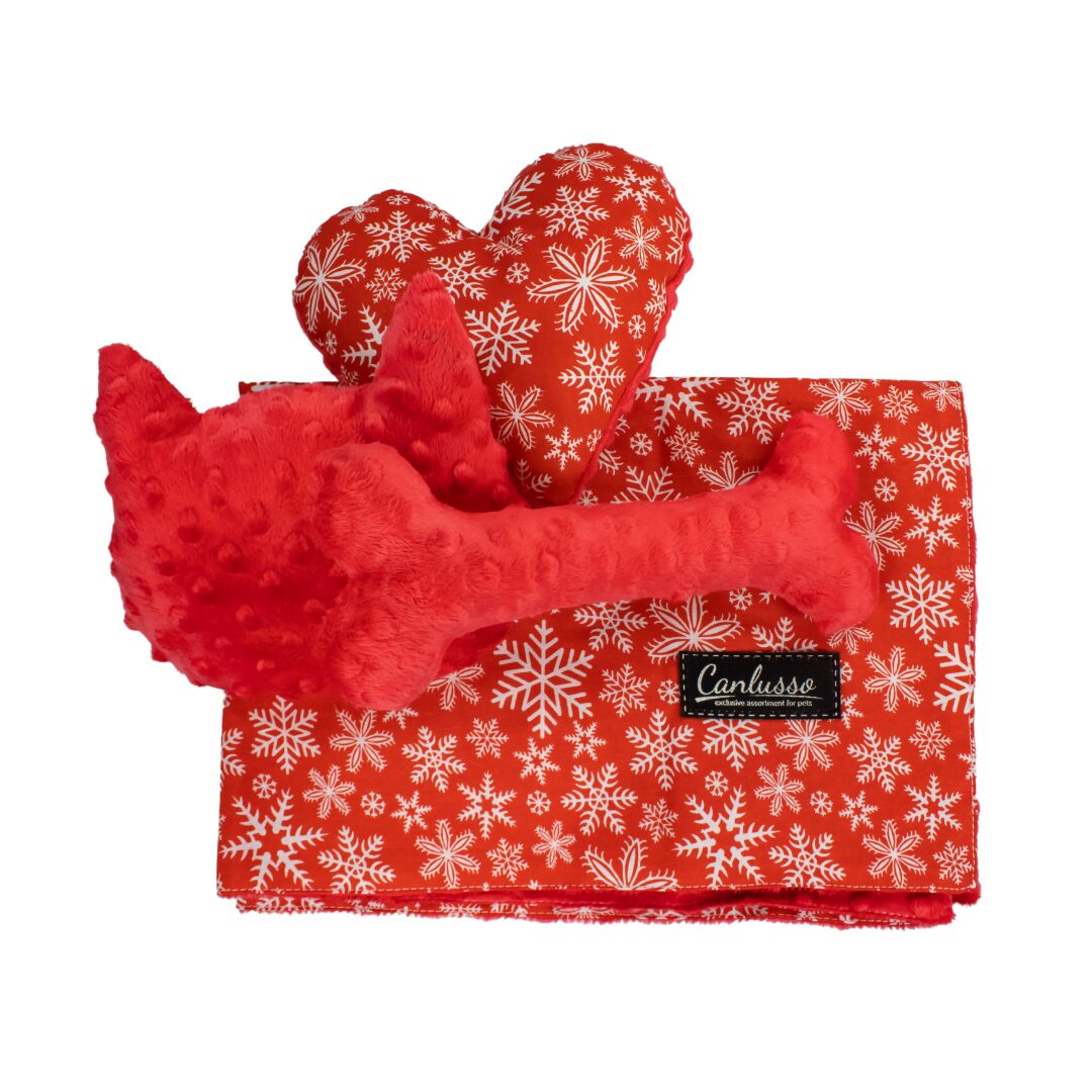 Zestaw dla psa - Christmas - płatki śniegu - czerwony - obrazek 2