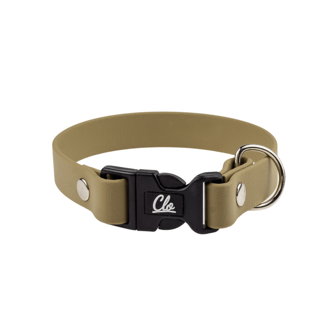 Obroża dla psa - Biothane - Khaki - Silver