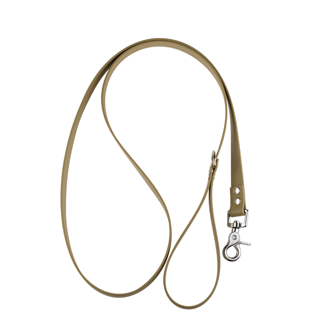 Smycz - BioThane - Khaki - Silver