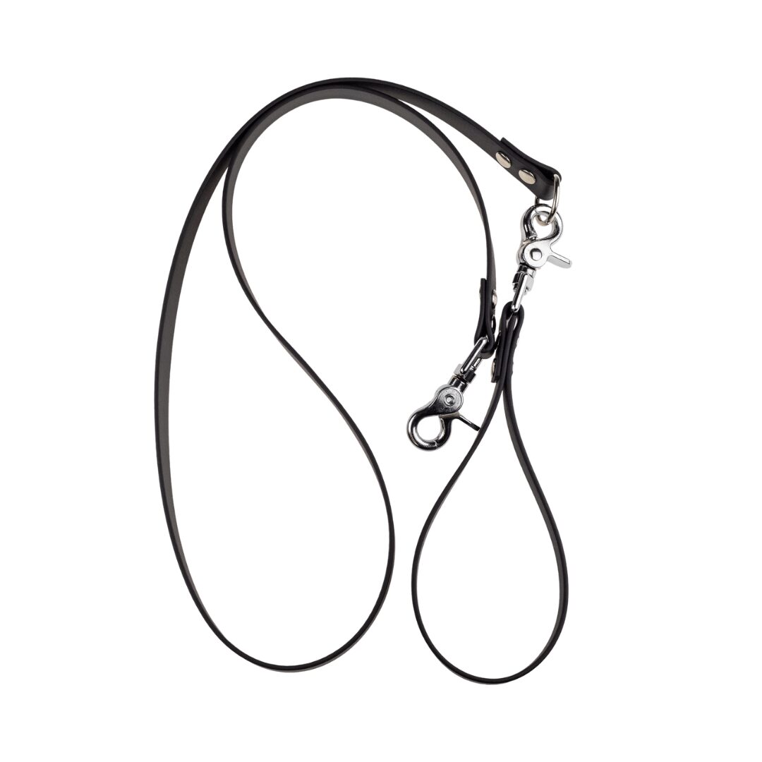 Smycz z odpinaną rączką - BioThane - Black - Silver