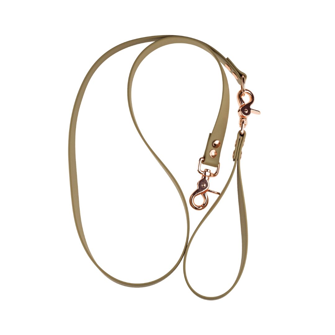 Smycz z odpinaną rączką - BioThane - Khaki - Pink