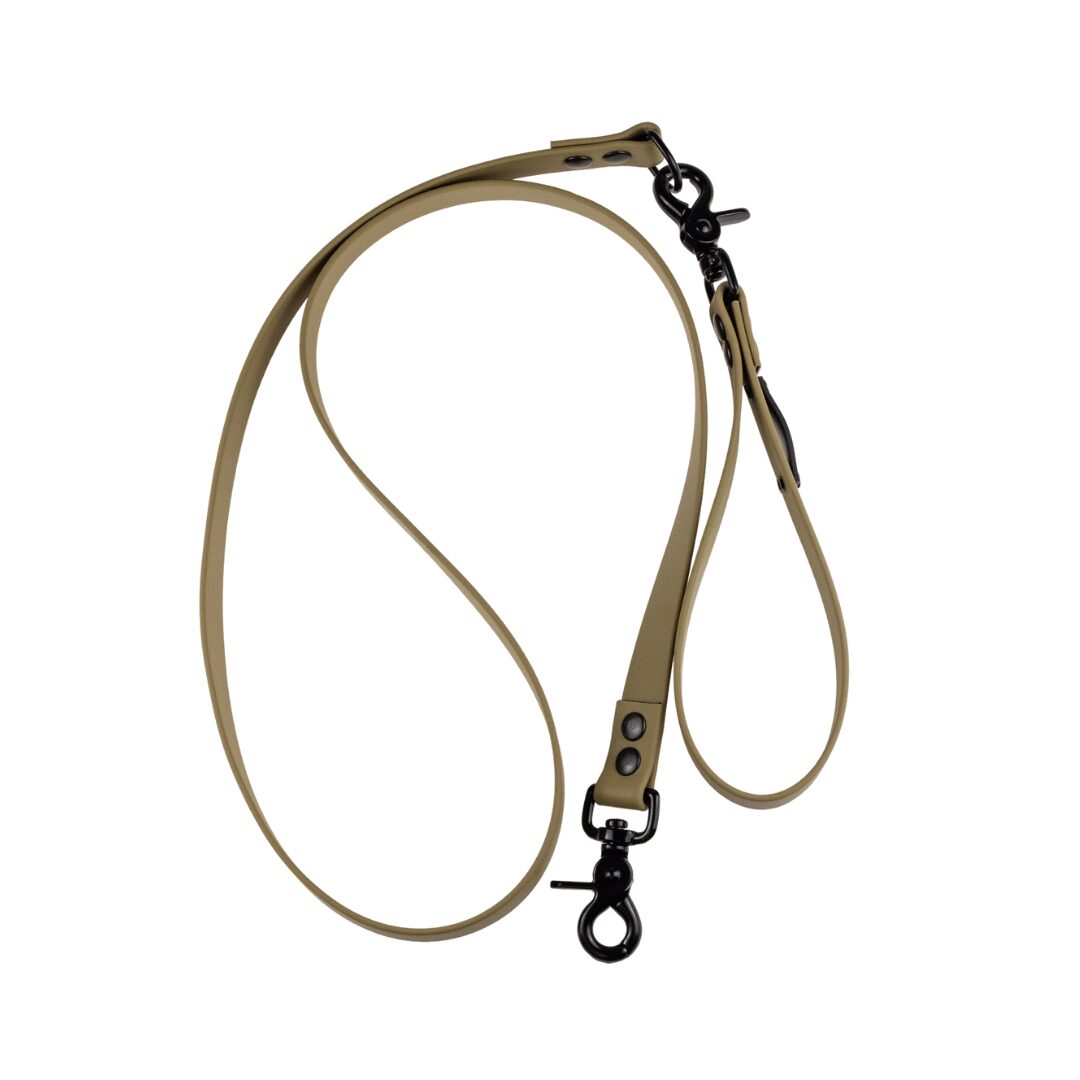 Smycz z odpinaną rączką - BioThane - Khaki - Black