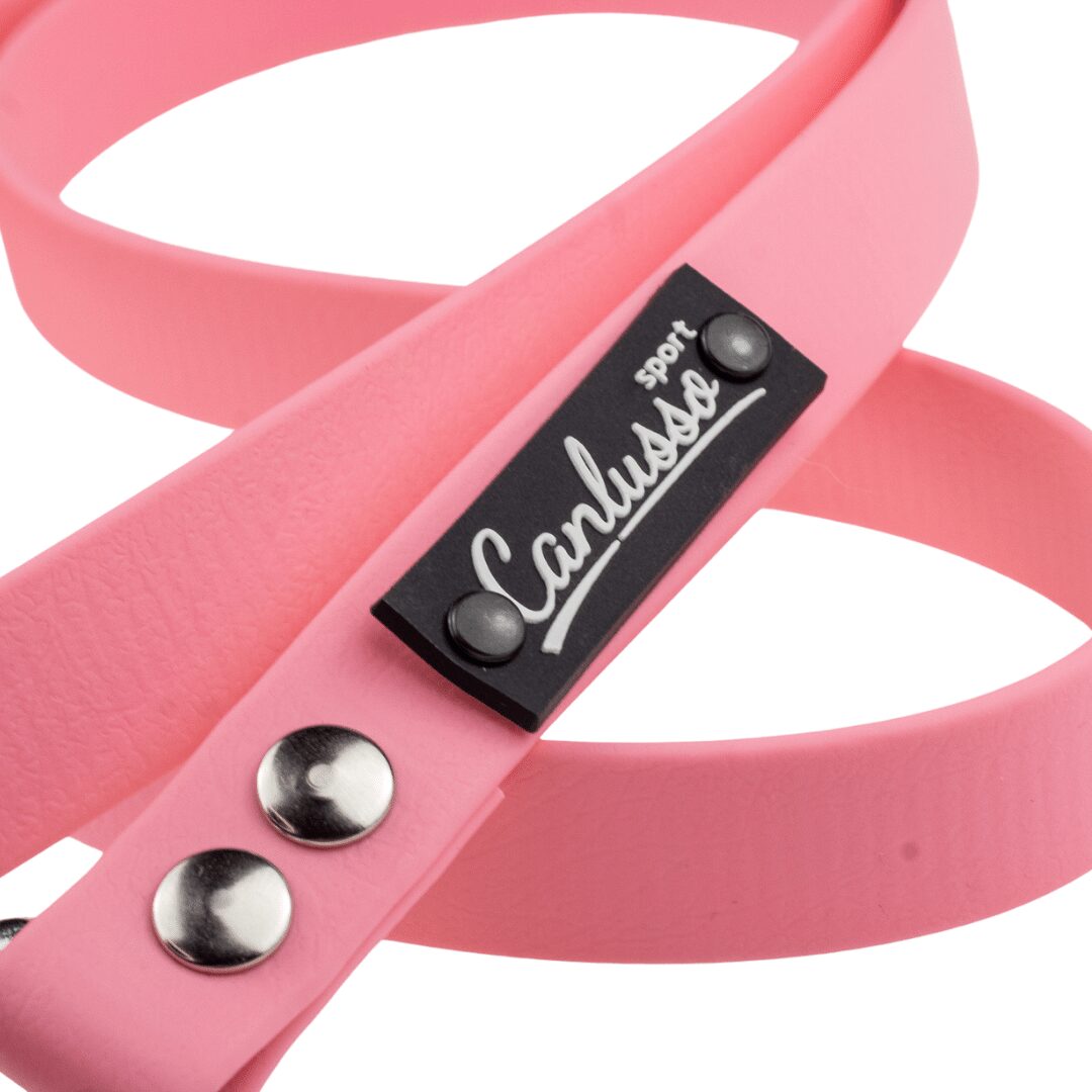 Smycz z odpinaną rączką - BioThane - Pink - Silver - obrazek 4