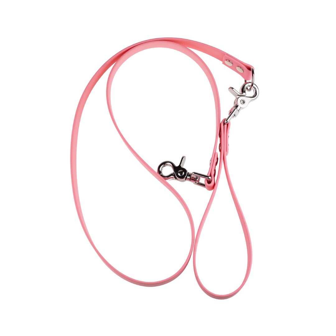 Smycz z odpinaną rączką - BioThane - Pink - Silver